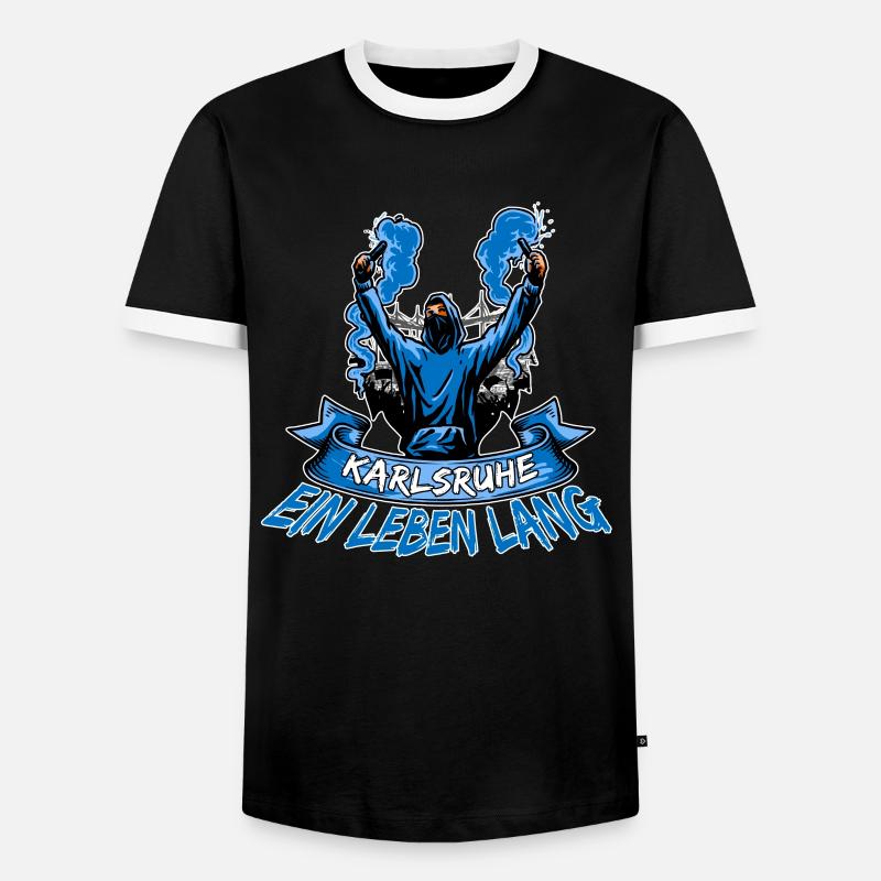 Karlsruhe ein Leben lang - Männer Kontrast-T-Shirt - Schwarz/Weiß