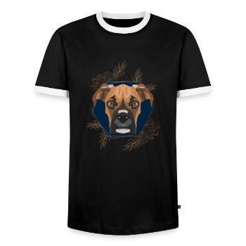 Goldener Hund Deutscher Boxer - Männer Kontrast-T-Shirt - Schwarz/Weiß - Vorne - AI Model Female 172 light (172cm) & AI Model Male 178 light (178cm)