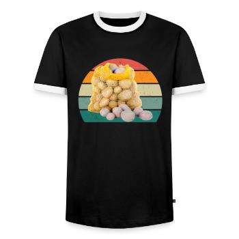 Pommes de terre Français frites Pommes de terre - T-shirt contrasté Homme - noir/blanc - Devant - AI Model Female 172 light (172cm) & AI Model Male 178 light (178cm)