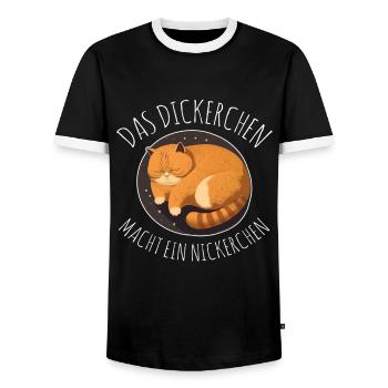 Das Dickerchen macht ein Nickerchen Katze Schlafen - Männer Kontrast-T-Shirt - Schwarz/Weiß - Vorne - AI Model Female 172 light (172cm) & AI Model Male 178 light (178cm)