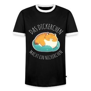 Das Dickerchen macht ein Nickerchen Katze Schlafen - Männer Kontrast-T-Shirt - Schwarz/Weiß - Vorne - AI Model Female 172 light (172cm) & AI Model Male 178 light (178cm)