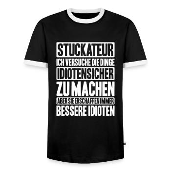 Stuckateur Plasterer Stukkateur Gipser Verputzer - Männer Kontrast-T-Shirt - Schwarz/Weiß - Vorne - AI Model Female 172 light (172cm) & AI Model Male 178 light (178cm)