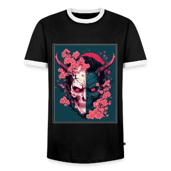 Japanisch Japan Kischblüte Dämon Abstrakt Neon - Männer Kontrast-T-Shirt - Schwarz/Weiß - Vorne - AI Model Female 172 light (172cm) & AI Model Male 178 light (178cm)