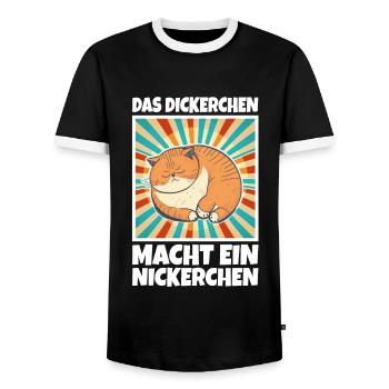 Das Dickerchen macht ein Nickerchen Katze Schlafen - Männer Kontrast-T-Shirt - Schwarz/Weiß - Vorne - AI Model Female 172 light (172cm) & AI Model Male 178 light (178cm)