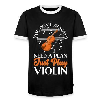 Violoniste violoniste Vous n’avez pas toujours - T-shirt contrasté Homme - noir/blanc - Devant - AI Model Female 172 light (172cm) & AI Model Male 178 light (178cm)