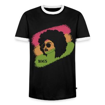 Juneteenth 1865 Afroamerikaner Afrikanische Frau - Männer Kontrast-T-Shirt - Schwarz/Weiß - Vorne - AI Model Female 172 light (172cm) & AI Model Male 178 light (178cm)