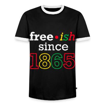 Juneteenth frei seit 1865 Black History USA Afrika - Männer Kontrast-T-Shirt - Schwarz/Weiß - Vorne - AI Model Female 172 light (172cm) & AI Model Male 178 light (178cm)