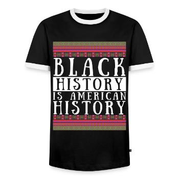 Black History is American History USA Afro Afrika - Männer Kontrast-T-Shirt - Schwarz/Weiß - Vorne - AI Model Female 172 light (172cm) & AI Model Male 178 light (178cm)