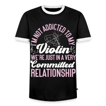 Violin Violinist I'm Not Addicted - Männer Kontrast-T-Shirt - Schwarz/Weiß - Vorne - AI Model Female 172 light (172cm) & AI Model Male 178 light (178cm)