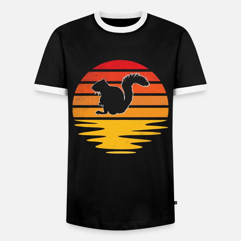 Eichhörnchen Retro - Männer Kontrast-T-Shirt - Schwarz/Weiß