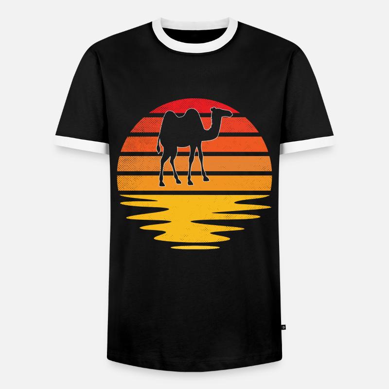 Kamel Retro - Männer Kontrast-T-Shirt - Schwarz/Weiß