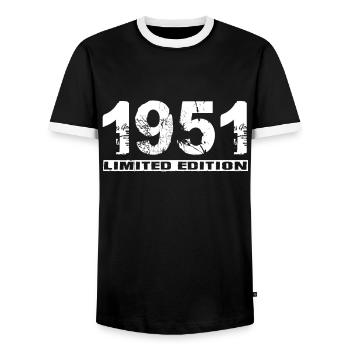 Édition limitée 1951 - T-shirt contrasté Homme - noir/blanc - Devant - AI Model Female 172 light (172cm) & AI Model Male 178 light (178cm)