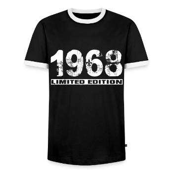 Limited Edition 1968 - Men's Ringer Shirt - black/white - Front - AI Model Female 172 light (172cm) & AI Model Male 178 light (178cm)