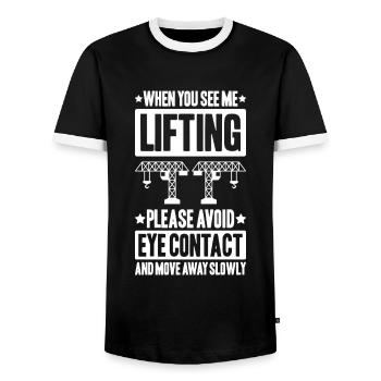 Kranführer Kranfahrer Kran Crane Operator - Men's Ringer Shirt - black/white - Front - AI Model Female 172 light (172cm) & AI Model Male 178 light (178cm)
