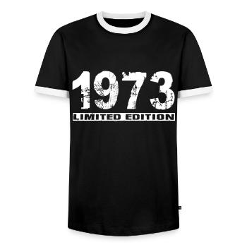 Édition limitée 1973 - T-shirt contrasté Homme - noir/blanc - Devant - AI Model Female 172 light (172cm) & AI Model Male 178 light (178cm)