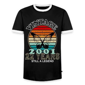 Jahrgang 22. Geburtstag 2001 Sportgeschenk - Männer Kontrast-T-Shirt - Schwarz/Weiß - Vorne - AI Model Female 172 light (172cm) & AI Model Male 178 light (178cm)