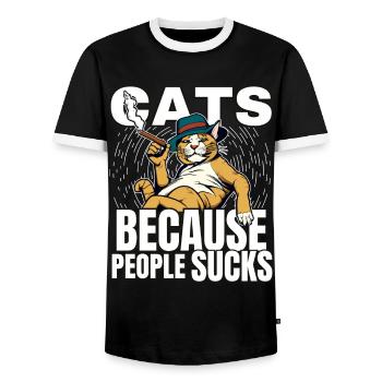 Cat Cat Cat Shirt Cat Gift Idea Kitten - T-shirt contrasté Homme - noir/blanc - Devant - AI Model Female 172 light (172cm) & AI Model Male 178 light (178cm)