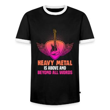 Heavy metal musicians in a band hard rock music - Men's Ringer Shirt - black/white - Front - AI Model Female 172 light (172cm) & AI Model Male 178 light (178cm)
