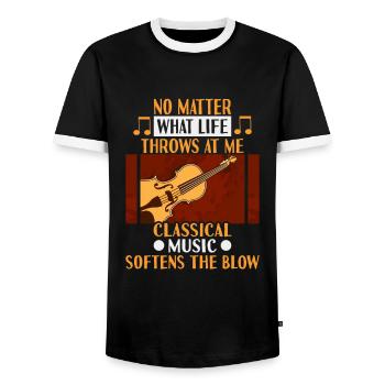 Classical Music Orchestra Musicians - Men's Ringer Shirt - black/white - Front - AI Model Female 172 light (172cm) & AI Model Male 178 light (178cm)