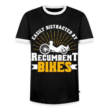 Liegerad Liegeradfahrer Radfahrer - Männer Kontrast-T-Shirt - Schwarz/Weiß - Vorne - AI Model Female 172 light (172cm) & AI Model Male 178 light (178cm)