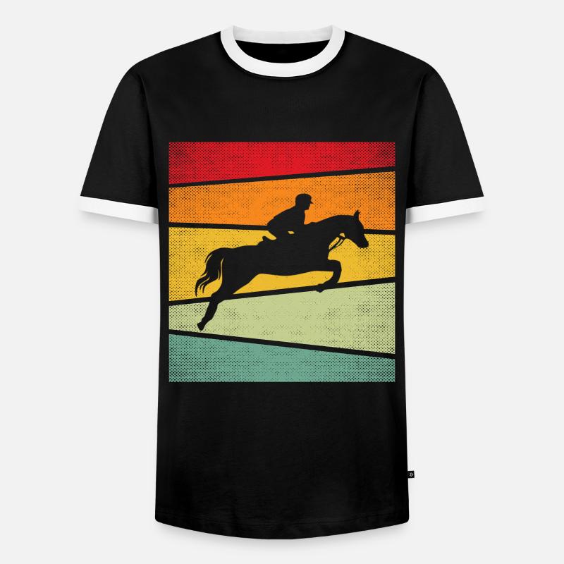 Pferd Retro - Männer Kontrast-T-Shirt - Schwarz/Weiß