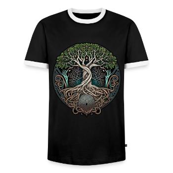 Arbre de vie Vikings celtiques - T-shirt contrasté Homme - noir/blanc - Devant - AI Model Female 172 light (172cm) & AI Model Male 178 light (178cm)