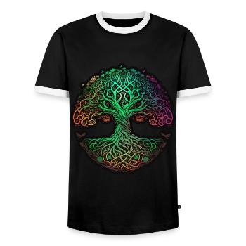 Arbre de vie Vikings celtiques - T-shirt contrasté Homme - noir/blanc - Devant - AI Model Female 172 light (172cm) & AI Model Male 178 light (178cm)