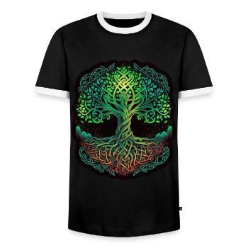 Arbre de vie Vikings celtiques - T-shirt contrasté Homme - noir/blanc - Devant - AI Model Female 172 light (172cm) & AI Model Male 178 light (178cm)