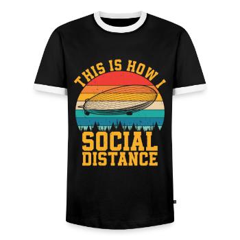 Zeppelin - Männer Kontrast-T-Shirt - Schwarz/Weiß - Vorne - AI Model Female 172 light (172cm) & AI Model Male 178 light (178cm)