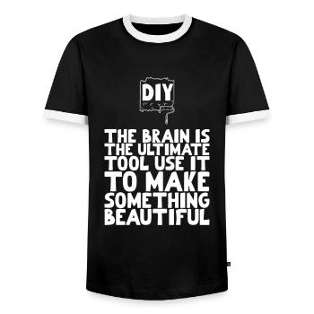 DIY The brain is the ultimate tool - Männer Kontrast-T-Shirt - Schwarz/Weiß - Vorne - AI Model Female 172 light (172cm) & AI Model Male 178 light (178cm)