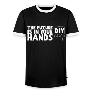DIY The Future is in Your Hands - Männer Kontrast-T-Shirt - Schwarz/Weiß - Vorne - AI Model Female 172 light (172cm) & AI Model Male 178 light (178cm)