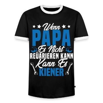 Si papa ne peut pas le réparer personne ne peut - T-shirt contrasté Homme - noir/blanc - Devant - AI Model Female 172 light (172cm) & AI Model Male 178 light (178cm)