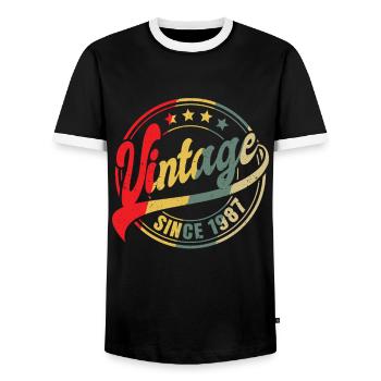 Millésime depuis 1987 Cadeau 36ème anniversaire - T-shirt contrasté Homme - noir/blanc - Devant - AI Model Female 172 light (172cm) & AI Model Male 178 light (178cm)