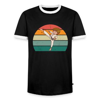 Kampfsportler Kampfsport Judo Aikido Karate Boxen - Männer Kontrast-T-Shirt - Schwarz/Weiß - Vorne - AI Model Female 172 light (172cm) & AI Model Male 178 light (178cm)