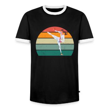 Kampfsportler Kampfsport Judo Aikido Karate Boxen - Männer Kontrast-T-Shirt - Schwarz/Weiß - Vorne - AI Model Female 172 light (172cm) & AI Model Male 178 light (178cm)