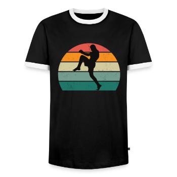 Kampfsportler Kampfsport Judo Aikido Karate Boxen - Männer Kontrast-T-Shirt - Schwarz/Weiß - Vorne - AI Model Female 172 light (172cm) & AI Model Male 178 light (178cm)