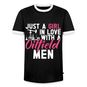Oilfield - Men's Ringer Shirt - black/white - Front - AI Model Female 172 light (172cm) & AI Model Male 178 light (178cm)
