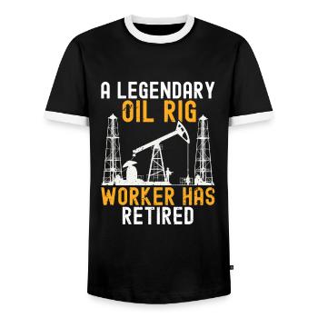Oilfield - Men's Ringer Shirt - black/white - Front - AI Model Female 172 light (172cm) & AI Model Male 178 light (178cm)
