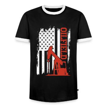 Oilfield - Men's Ringer Shirt - black/white - Front - AI Model Female 172 light (172cm) & AI Model Male 178 light (178cm)