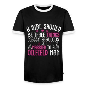 Oilfield - Men's Ringer Shirt - black/white - Front - AI Model Female 172 light (172cm) & AI Model Male 178 light (178cm)