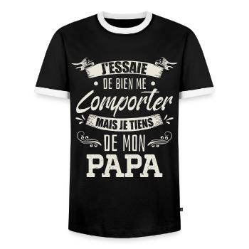 Je Tiens De Mon Papa - T-shirt contrasté Homme - noir/blanc - Devant - AI Model Female 172 light (172cm) & AI Model Male 178 light (178cm)