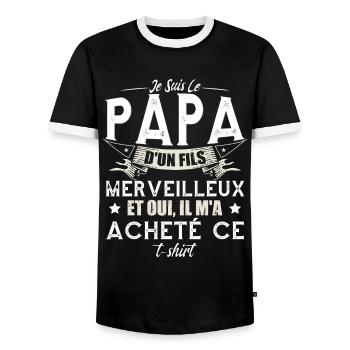 Je Suis Le Papa D'Un Fils Merveilleux - T-shirt contrasté Homme - noir/blanc - Devant - AI Model Female 172 light (172cm) & AI Model Male 178 light (178cm)