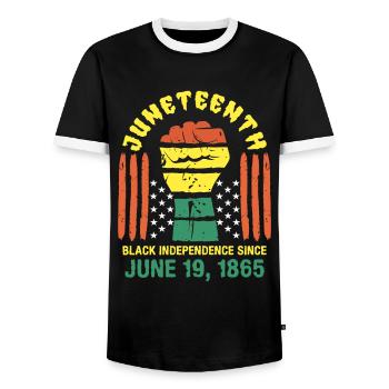 Juneteenth 1865 Black History USA Africa - Men's Ringer Shirt - black/white - Front - AI Model Female 172 light (172cm) & AI Model Male 178 light (178cm)