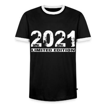 Limited Edition 2021 - Men's Ringer Shirt - black/white - Front - AI Model Female 172 light (172cm) & AI Model Male 178 light (178cm)