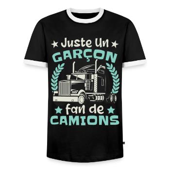 Fan de Camions - T-shirt contrasté Homme - noir/blanc - Devant - AI Model Female 172 light (172cm) & AI Model Male 178 light (178cm)