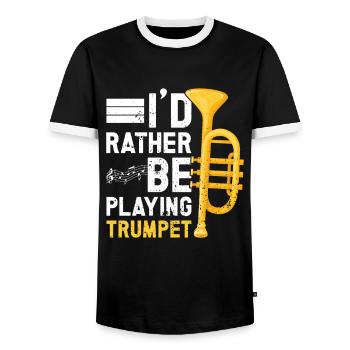 Trumpet - Men's Ringer Shirt - black/white - Front - AI Model Female 172 light (172cm) & AI Model Male 178 light (178cm)