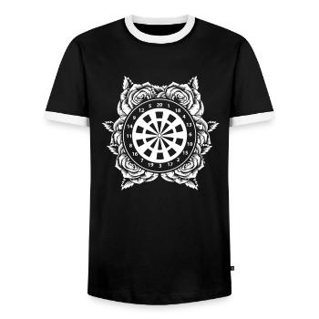 Dart Dartspieler Blumen - Männer Kontrast-T-Shirt - Schwarz/Weiß - Vorne - AI Model Female 172 light (172cm) & AI Model Male 178 light (178cm)