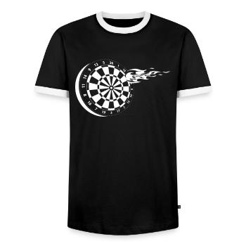 Dart Dartspieler Flamme - Männer Kontrast-T-Shirt - Schwarz/Weiß - Vorne - AI Model Female 172 light (172cm) & AI Model Male 178 light (178cm)