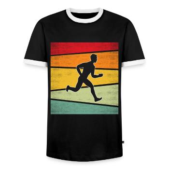 Jogging Rétro - T-shirt contrasté Homme - noir/blanc - Devant - AI Model Female 172 light (172cm) & AI Model Male 178 light (178cm)