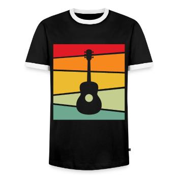 Guitar Retro - Men's Ringer Shirt - black/white - Front - AI Model Female 172 light (172cm) & AI Model Male 178 light (178cm)